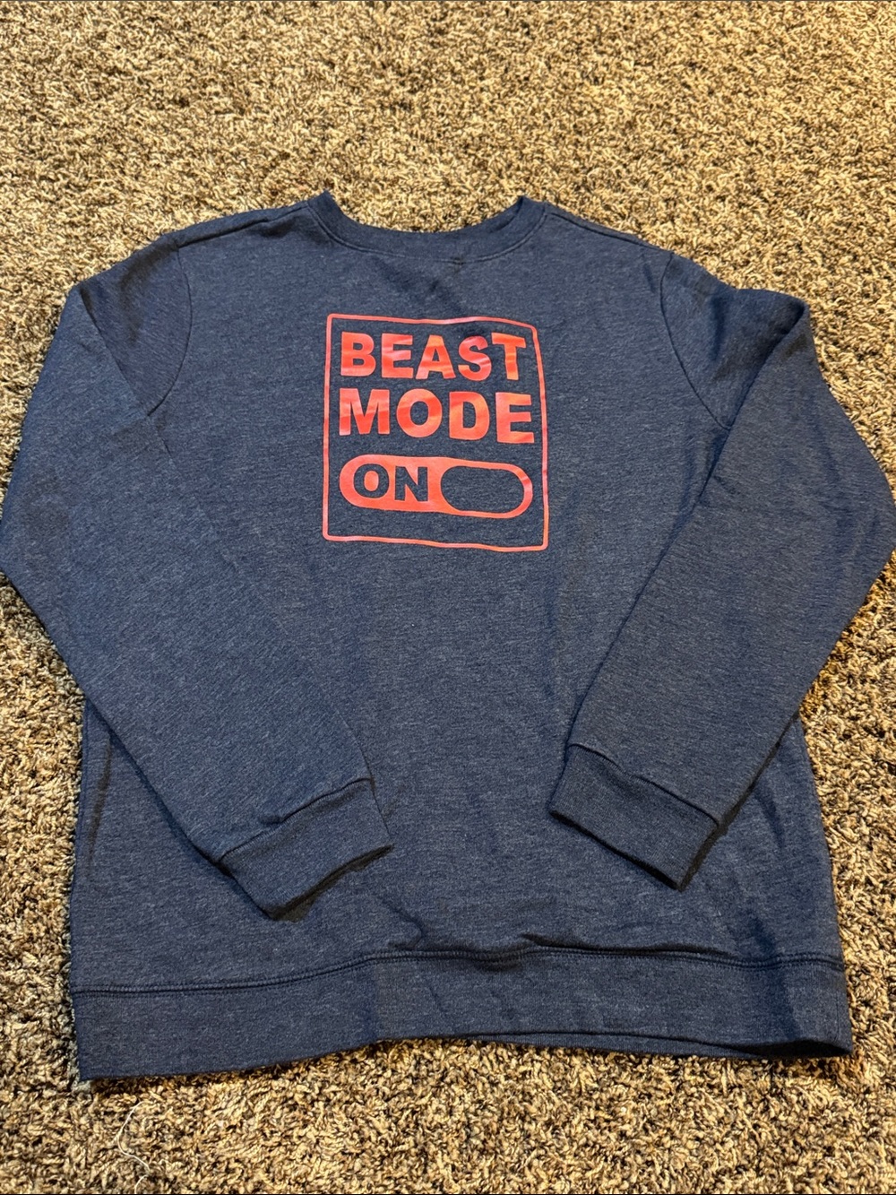 Cat & Jack Navy Crewneck Sweatshirt with Red "Beast Mode On" Graphic